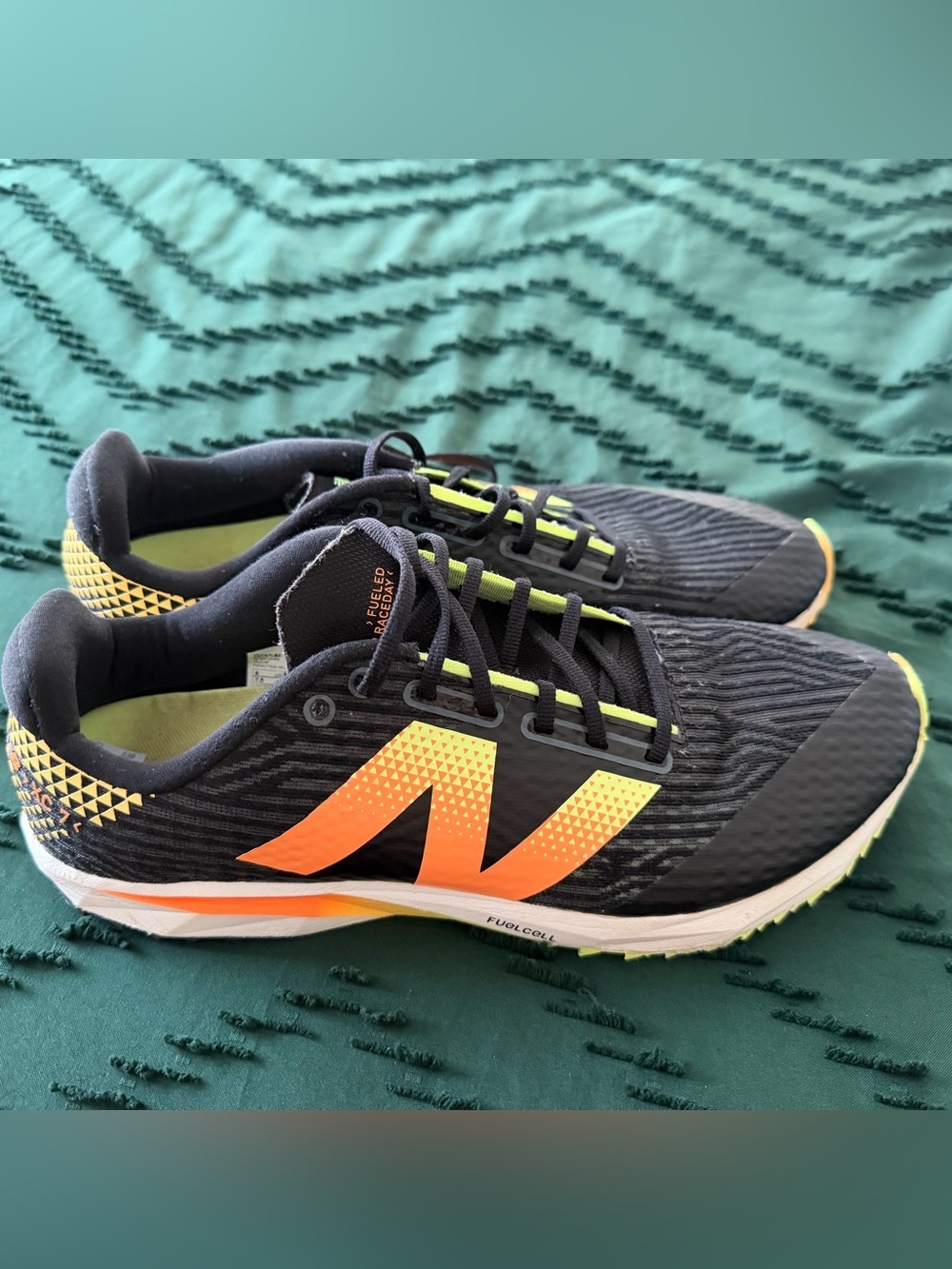 New Balance Black Track Spikes with Neon Orange and Neon Green Accents